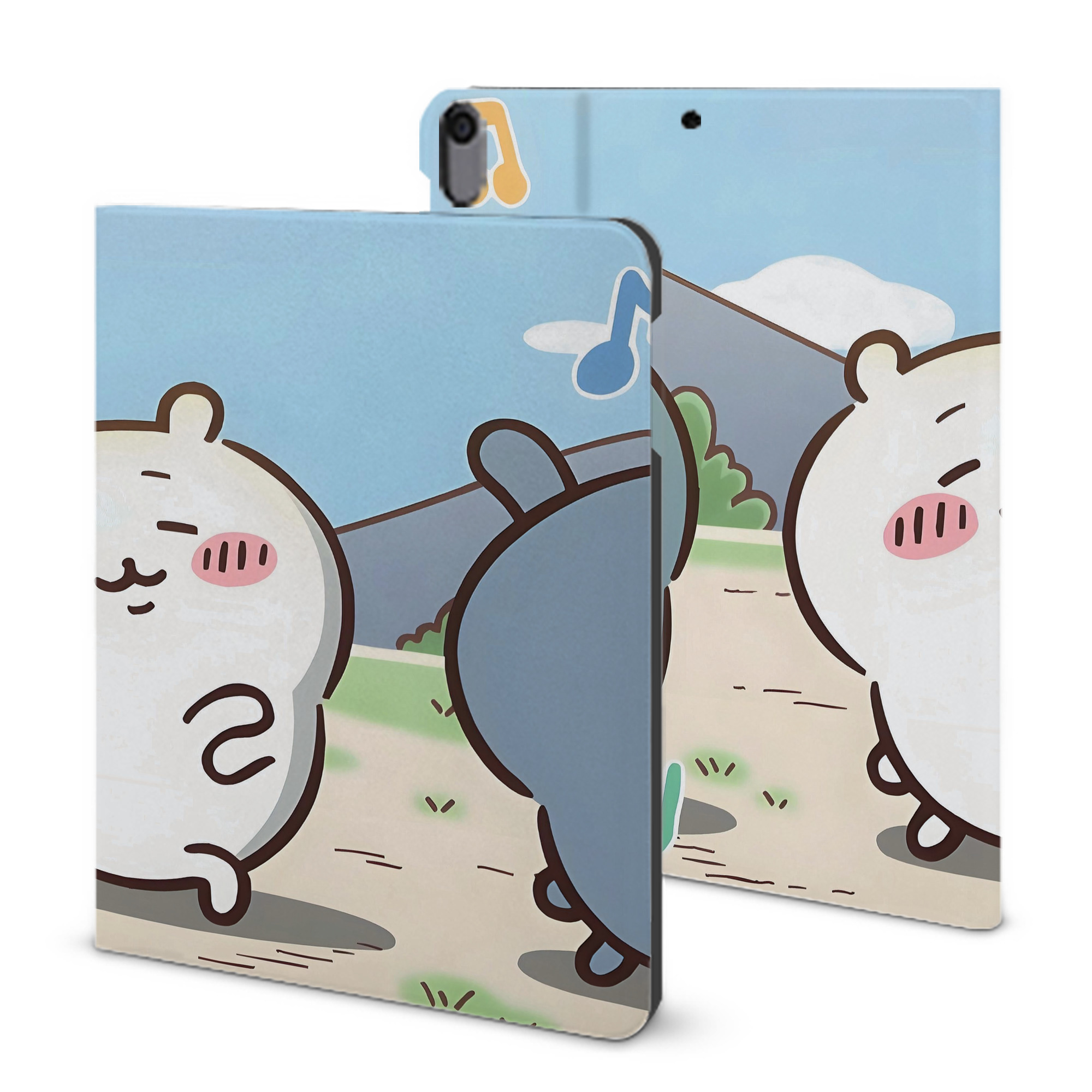 （画像用） ちいかわ Chii-kawa IPad ケース ブック型 PUレザー TPU 耐衝撃 軽量 薄型 ペン収納なし 全面保護 IPad 各モデル対応